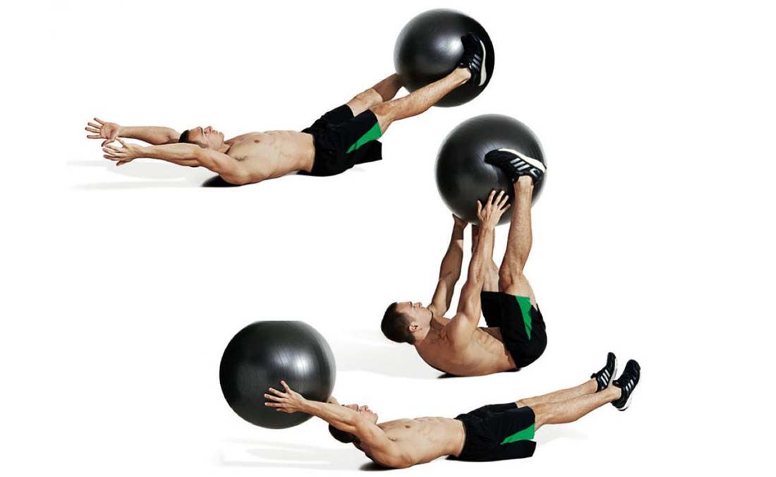 آموزش تمرین درازو نشست و پاس دادن Swiss Ball V-Up and Pass برای شکم