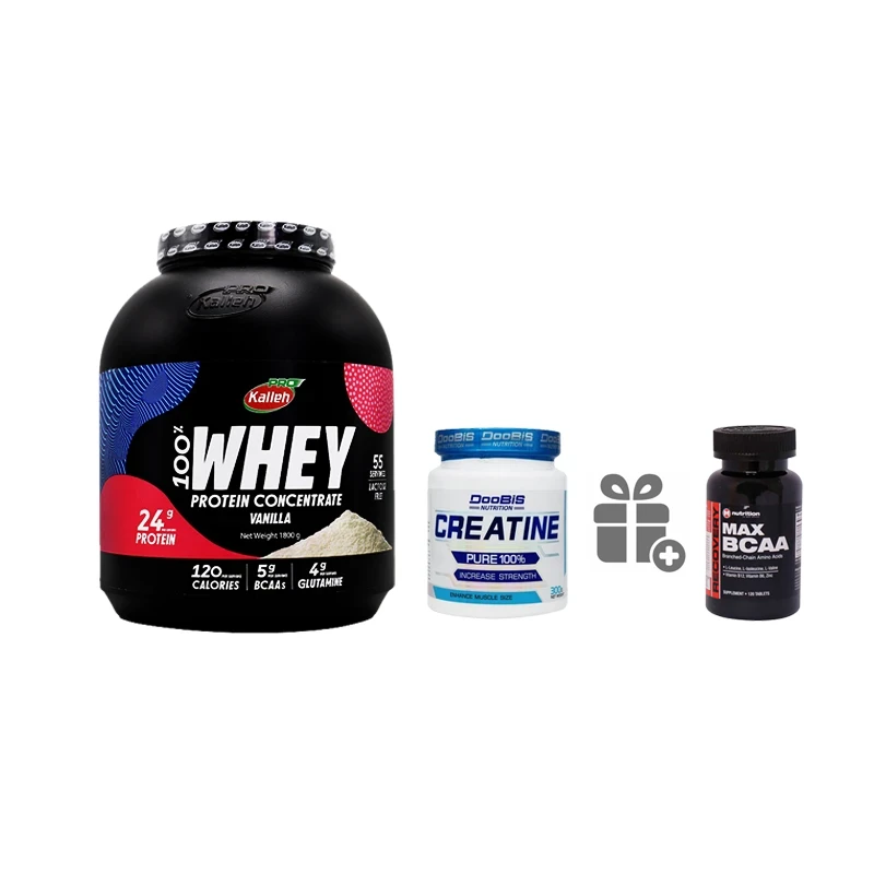 وی کاله + کراتین ۳۰۰ گرمی دوبیس + هدیه  bcaa مکس ماسل