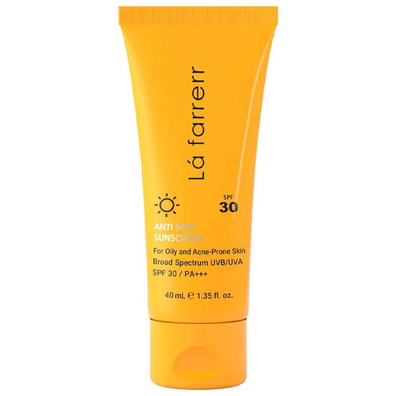 کرم ضد آفتاب و ضد لک بی رنگ لافارر مدل spf30 مناسب پوست چرب