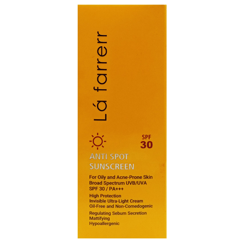 کرم ضد آفتاب و ضد لک بی رنگ لافارر مدل spf30 مناسب پوست چرب 2