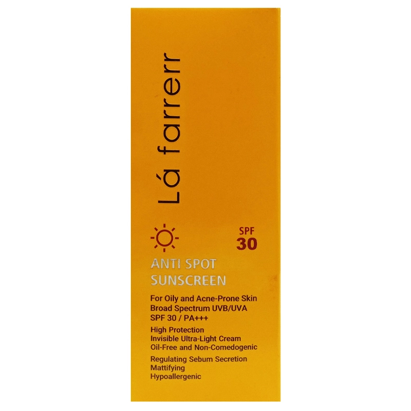کرم ضد آفتاب و ضد لک بی رنگ لافارر مدل spf30 مناسب پوست چرب 2