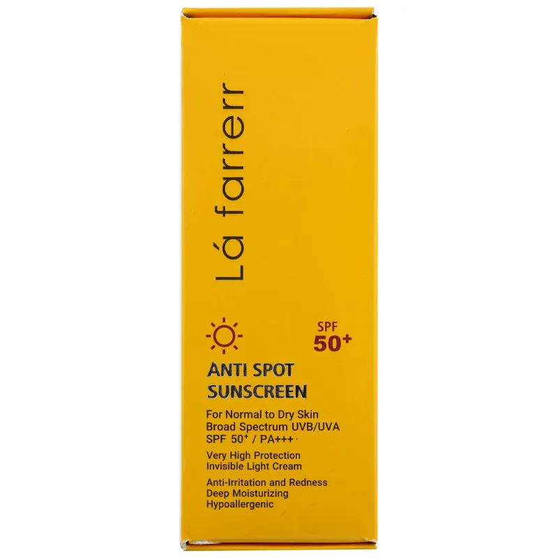 کرم ضد آفتاب و ضد لک بی رنگ لافارر مدل spf50 مناسب پوست خشک 0