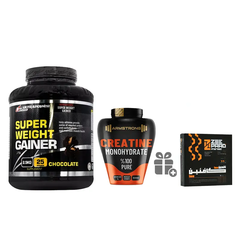 گینر پگاه 2.5 کیلویی + کراتین آرمسترانگ + هدیه کافئین تائورین زی پاد