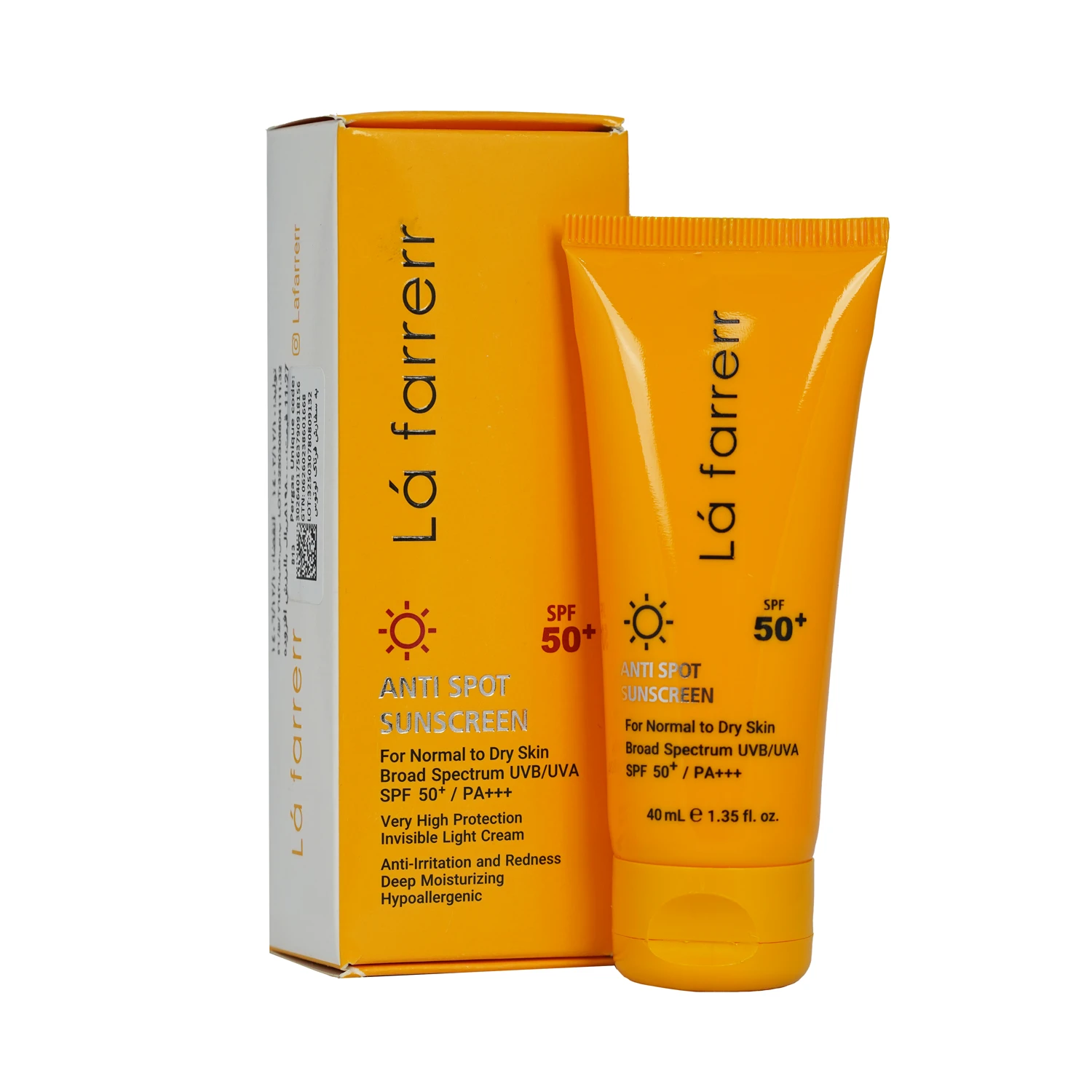 کرم ضد آفتاب و ضد لک بی رنگ لافارر مدل spf50 مناسب پوست خشک