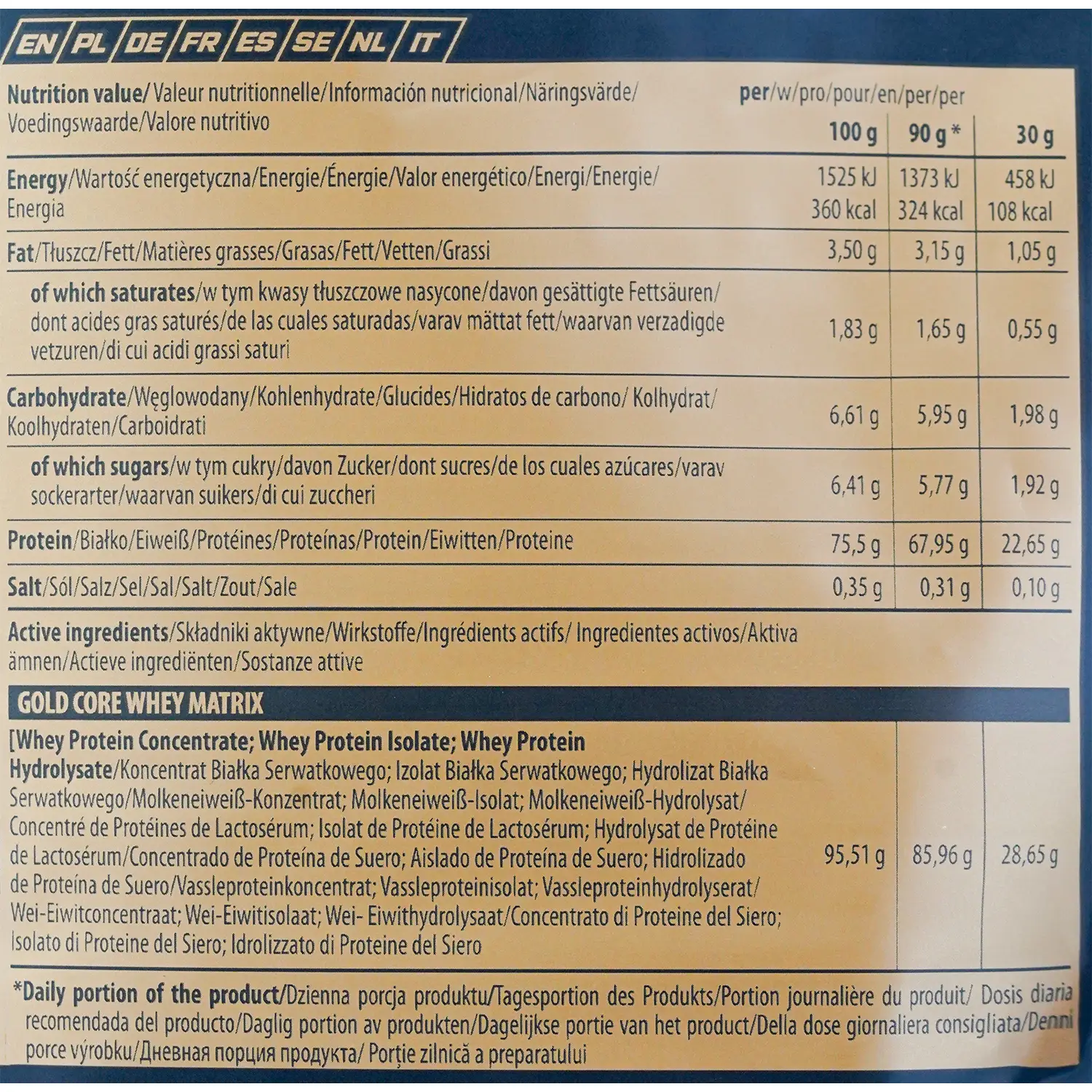 پودر کیسه ای پروتئین وی 100 گلد کر لاین ترک نوتریشن 1