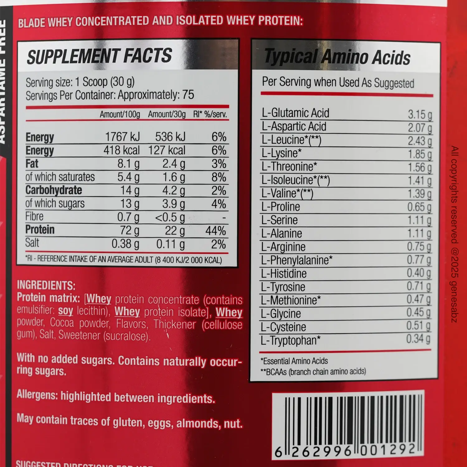 پودر پروتئین وی بلید اسپرت 2270 گرم 1