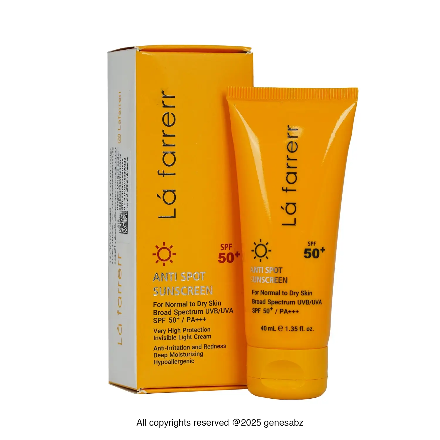 کرم ضد آفتاب و ضد لک بی رنگ لافارر مدل spf50 مناسب پوست خشک