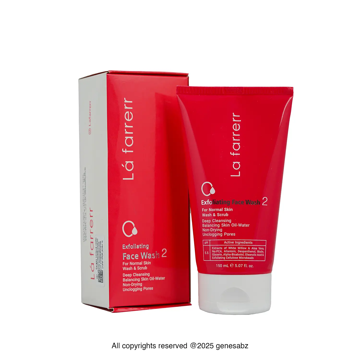 ژل شستشو و لایه بردار صورت لافارر مدل 02 مناسب پوست معمولی