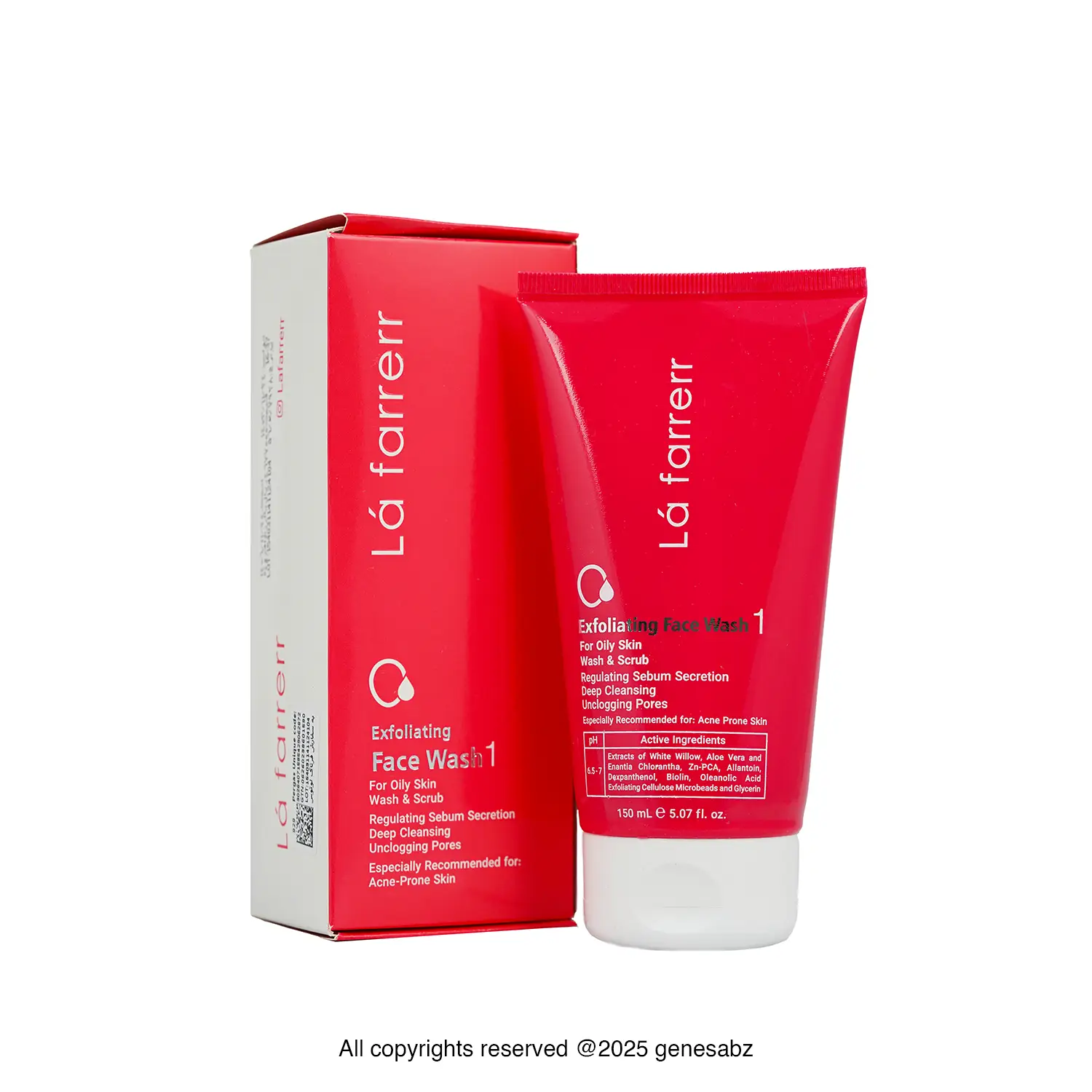 ژل شستشو و لایه بردار صورت لافارر مدل 01 مناسب پوست چرب