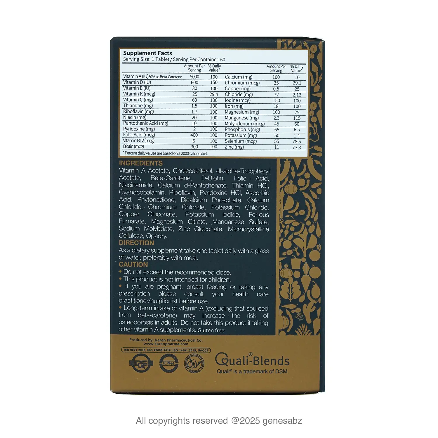 قرص مولتی ویتامین مینرال کارن 60 عدد 1