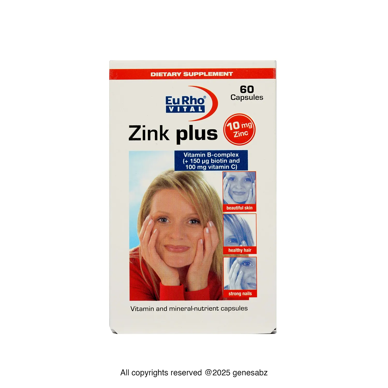 کپسول زینک پلاس یوروویتال بسته 60 عددی 2