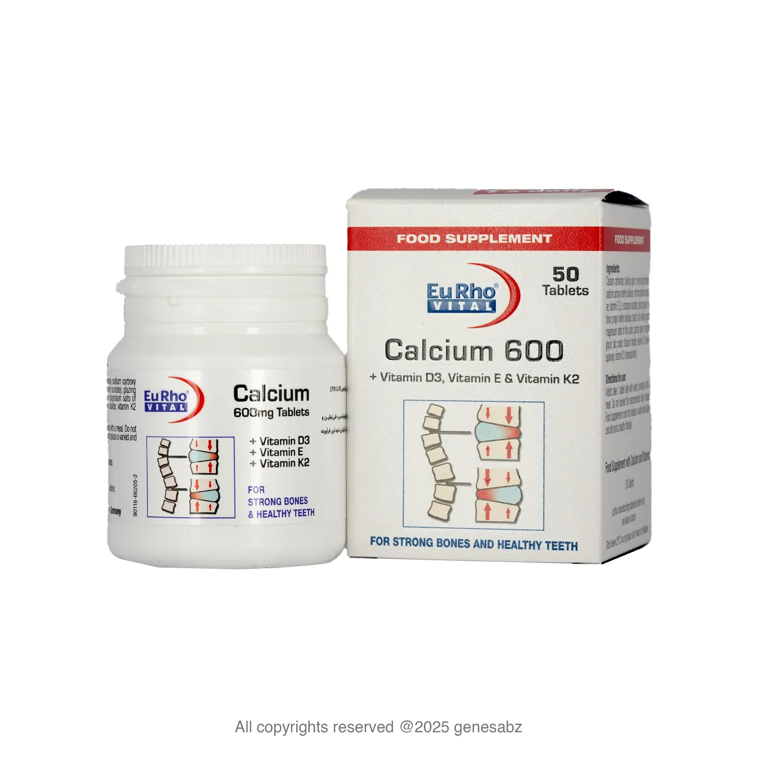 قرص کلسیم و ویتامین D3 یوروویتال