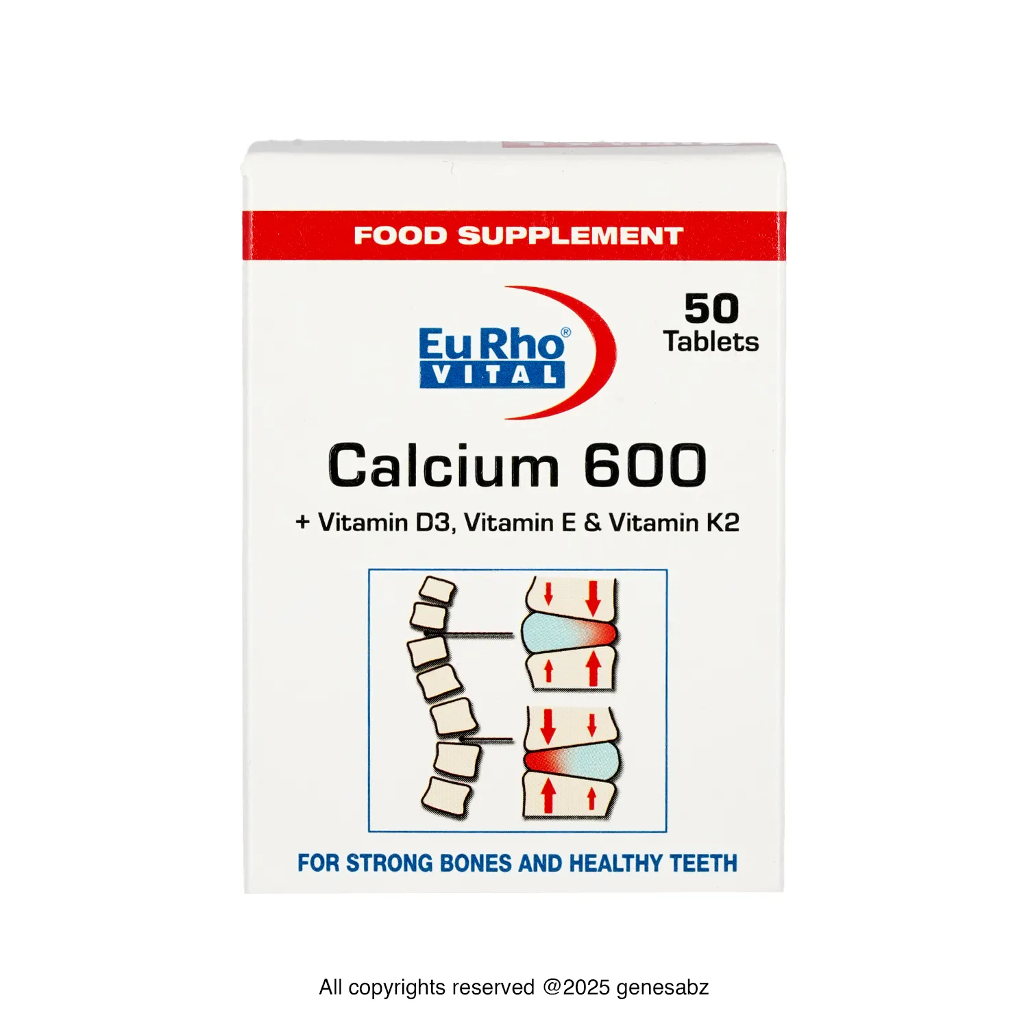 قرص کلسیم و ویتامین D3 یوروویتال 5