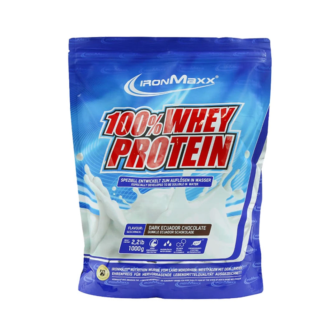 پودر پروتئین وی صد در صد شکلات تلخ اکوادور آیرون مکس وزن 1000 گرم