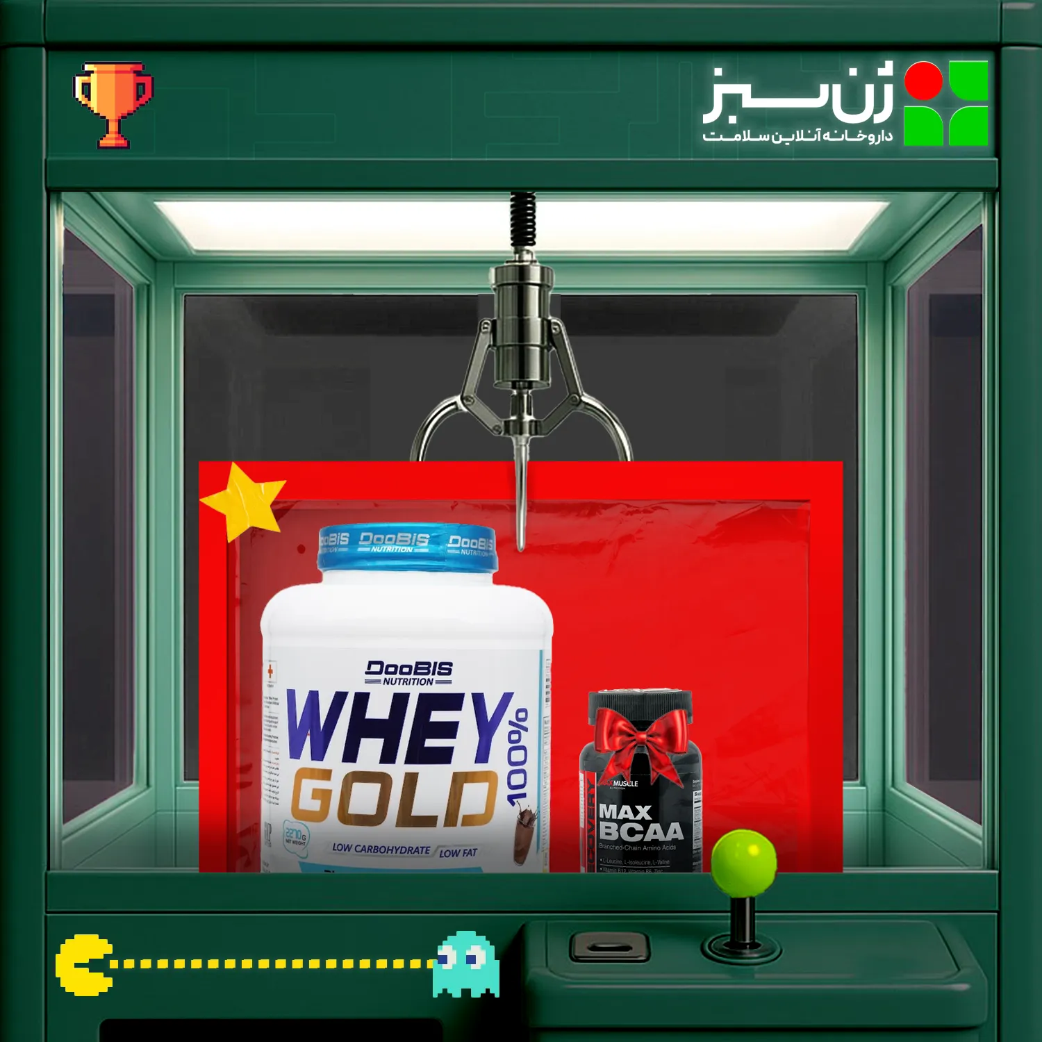 پودر پروتئین وی گلد دوبیس 2270 گرمی کارامل شکلات + هدیه: قرص بی سی ای ای مکس ماسل