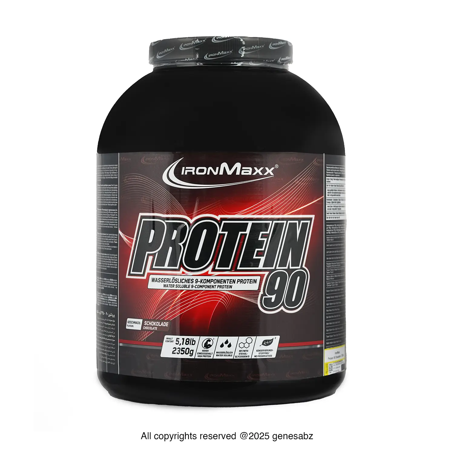 پودر پروتئین 90 آیرون مکس وزن 2350 گرم شکلاتی + هدیه: قرص مولتی ویتامین مینرال کارن 0