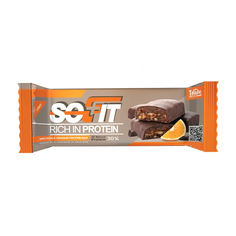 پروتئین بار پرتغالی با روکش شکلات تلخ سوفیت 45 گرم