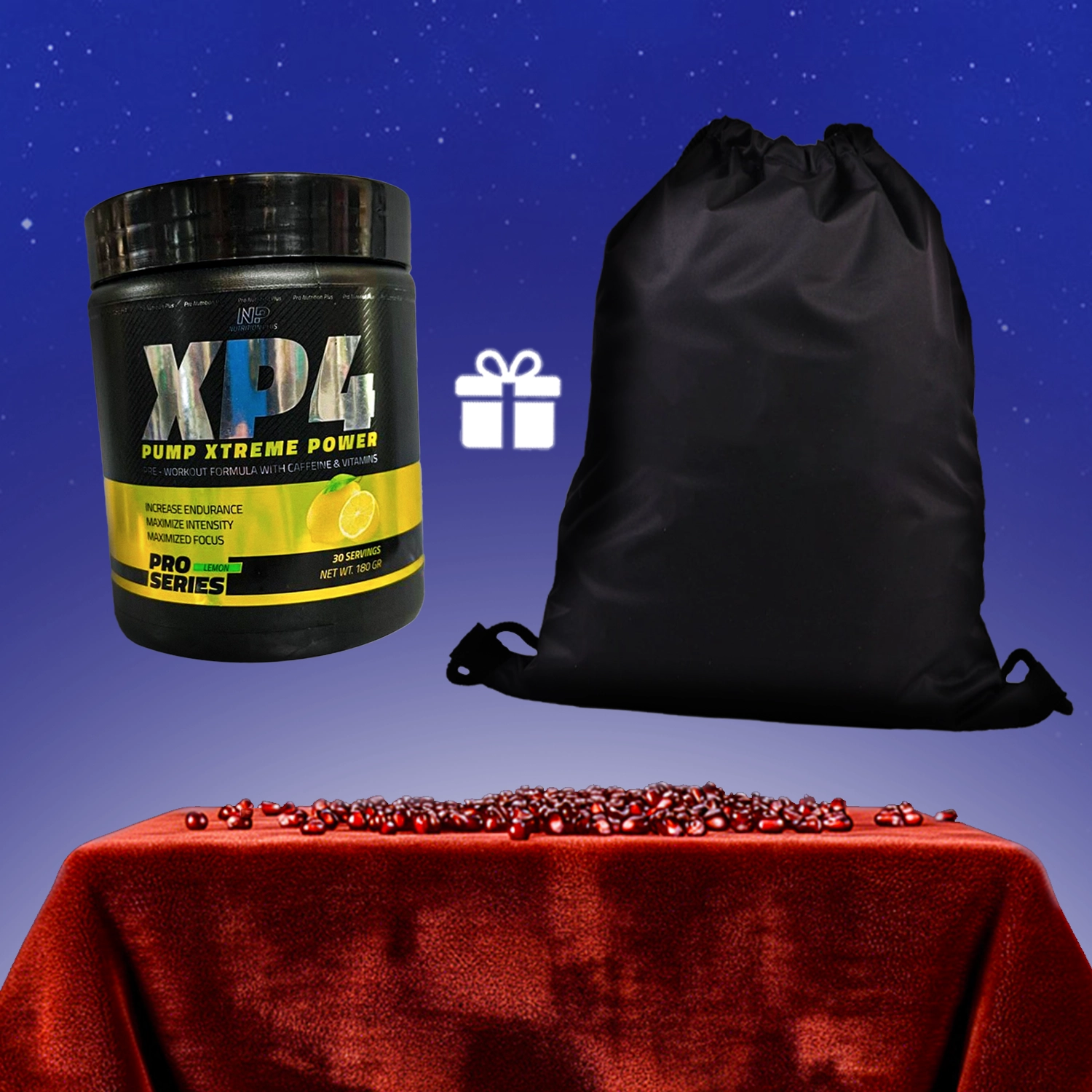 پودر پمپ اکس پی 4 نوتریشن پلاس وزن 180 گرم + هدیه: شوز بگ