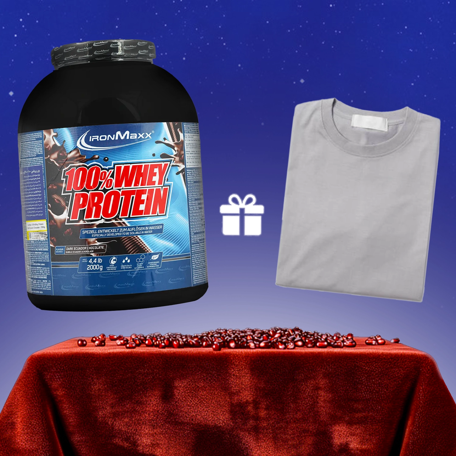 پروتئین وی 100 درصد آیرون مکس وزن 2000 گرم + هدیه:  تی شرت ورزشی