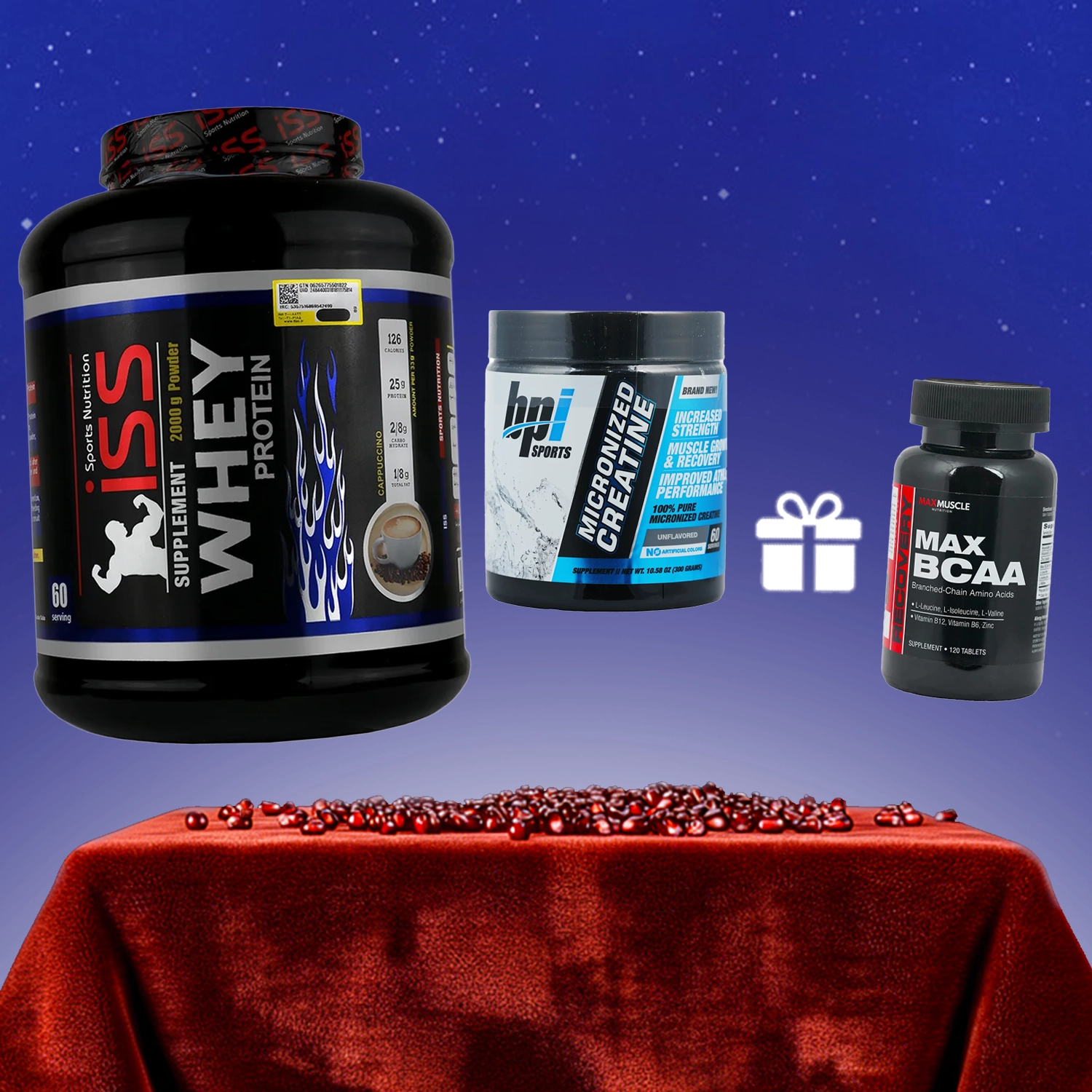 پروتئین وی 2000 گرمی آی اس اس+ پودر کراتین میکرونایزد بی پی آی اسپورت + هدیه:قرص مکس بی سی ای ای مکس ماسل