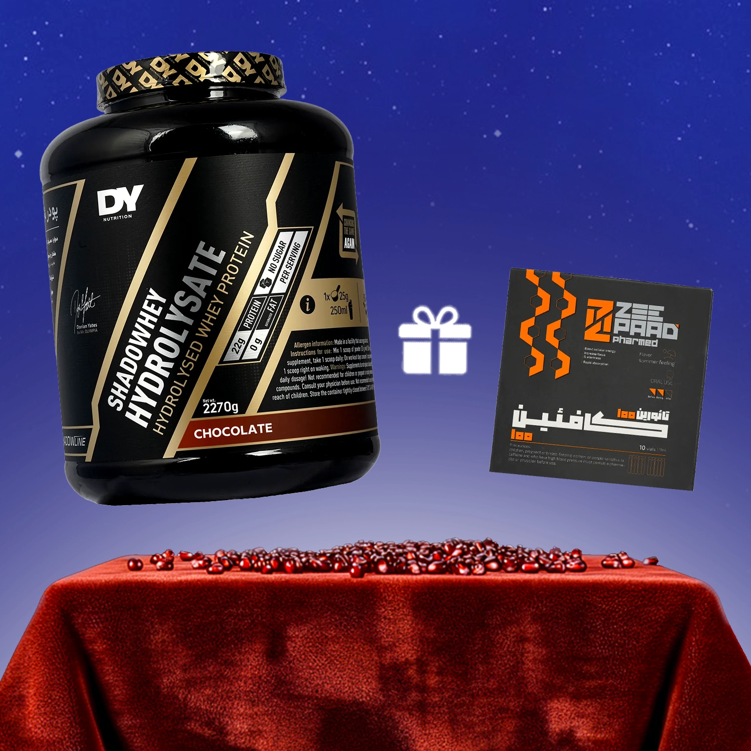 پودر پروتئین وی شادو وی هیدرولیزه دوریان یتس (دی وای | DY) + هدیه: ویال خوراکی ال کارنیتین تائورین زی پاد 