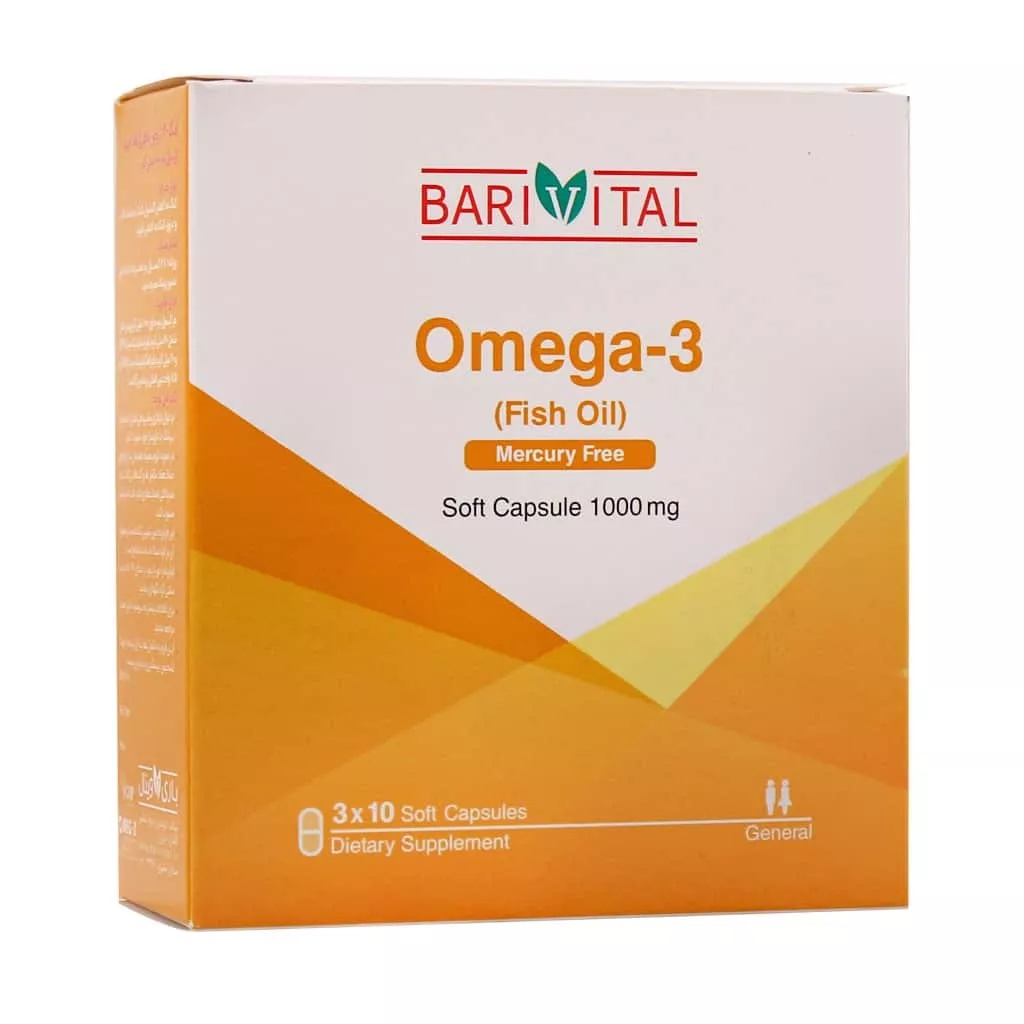 کپسول نرم امگا 3 1000 میلی گرم باریویتال بسته 30 عددی 1