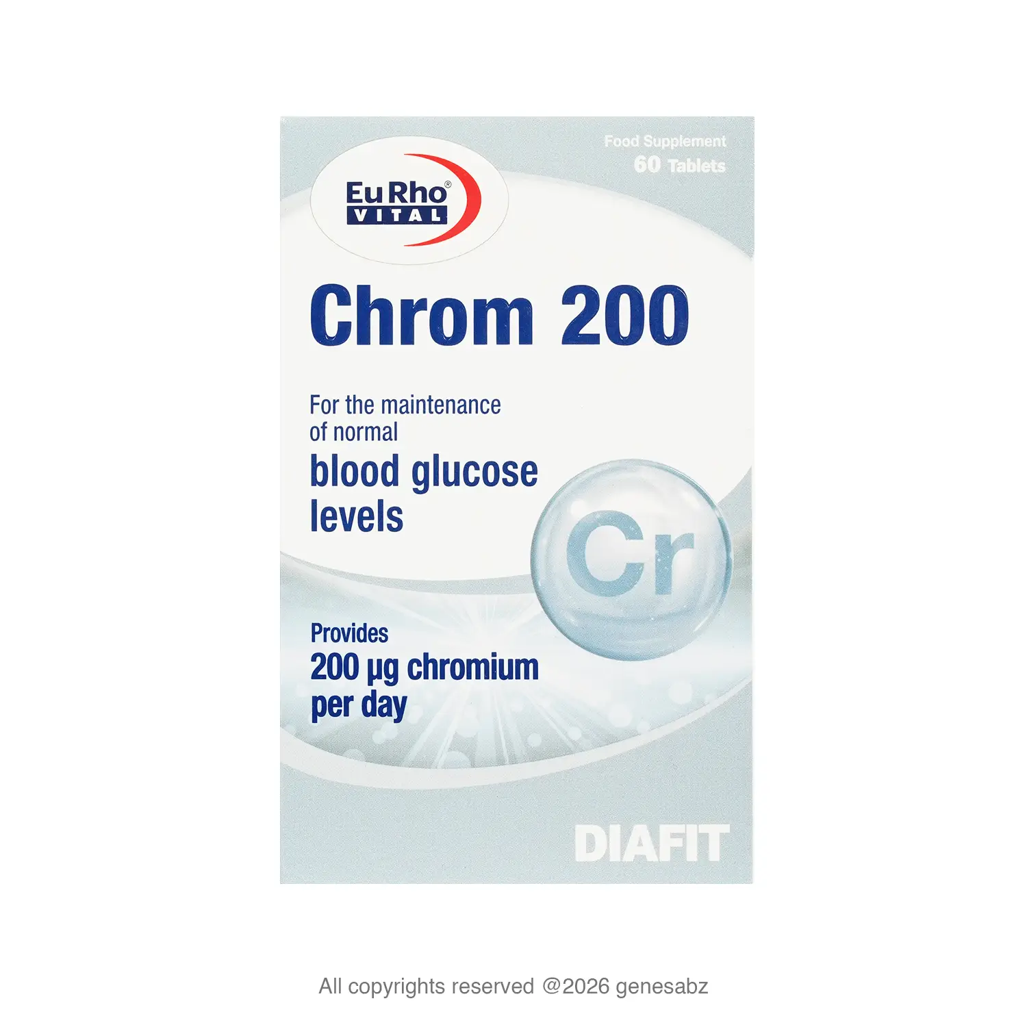 قرص کروم 200 میکروگرم یوروویتال بسته 60 عددی 1