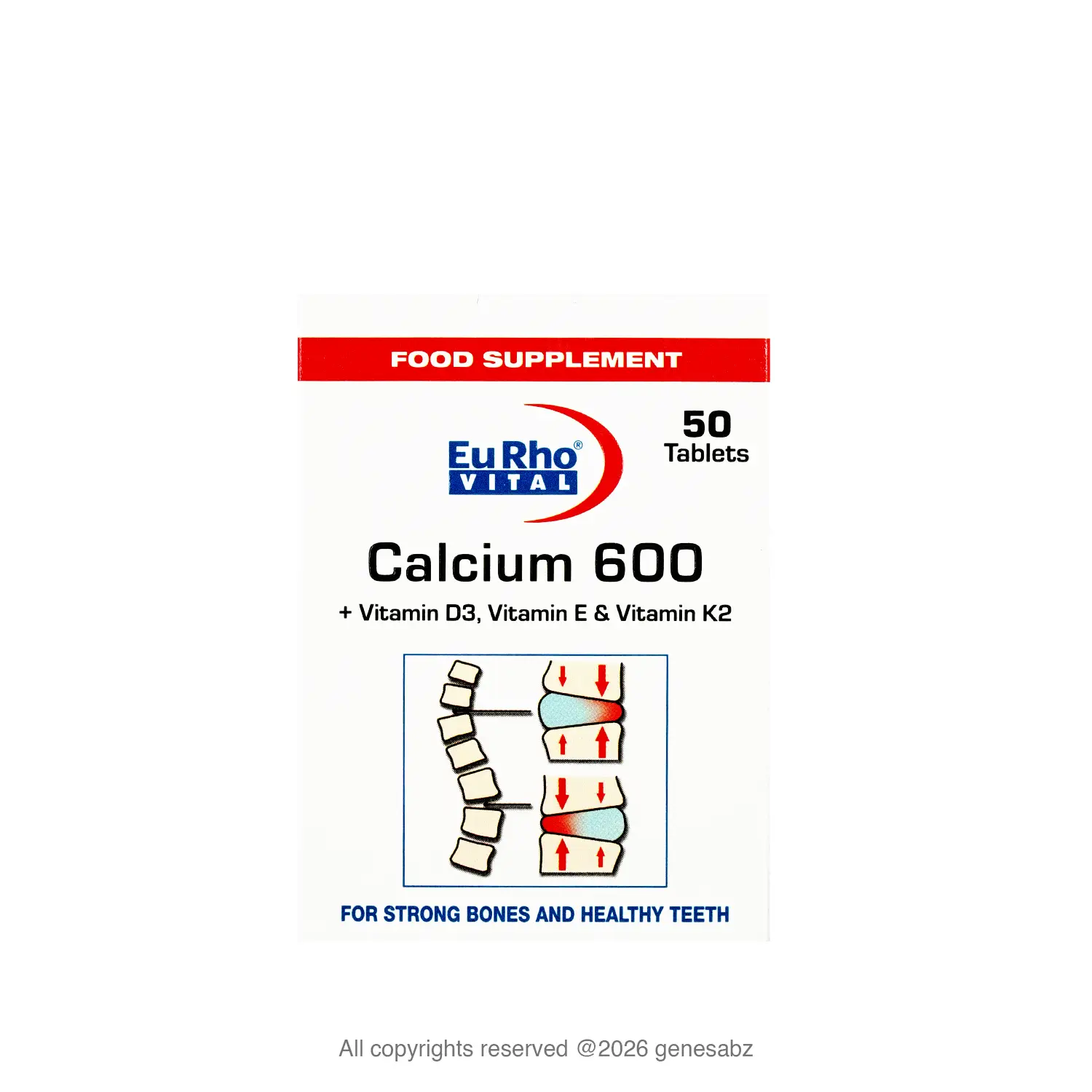 قرص کلسیم و ویتامین D3 یوروویتال بسته 50 عددی 1