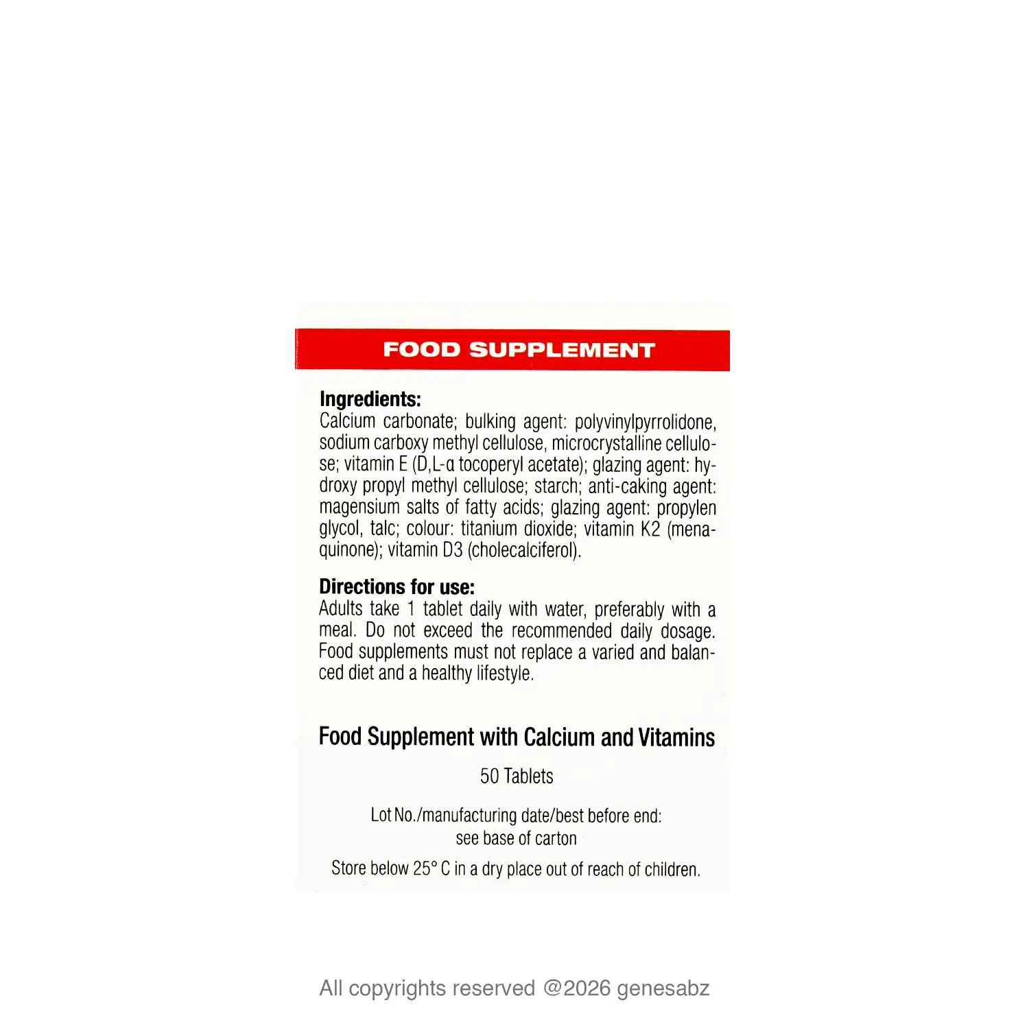 قرص کلسیم و ویتامین D3 یوروویتال بسته 50 عددی 3