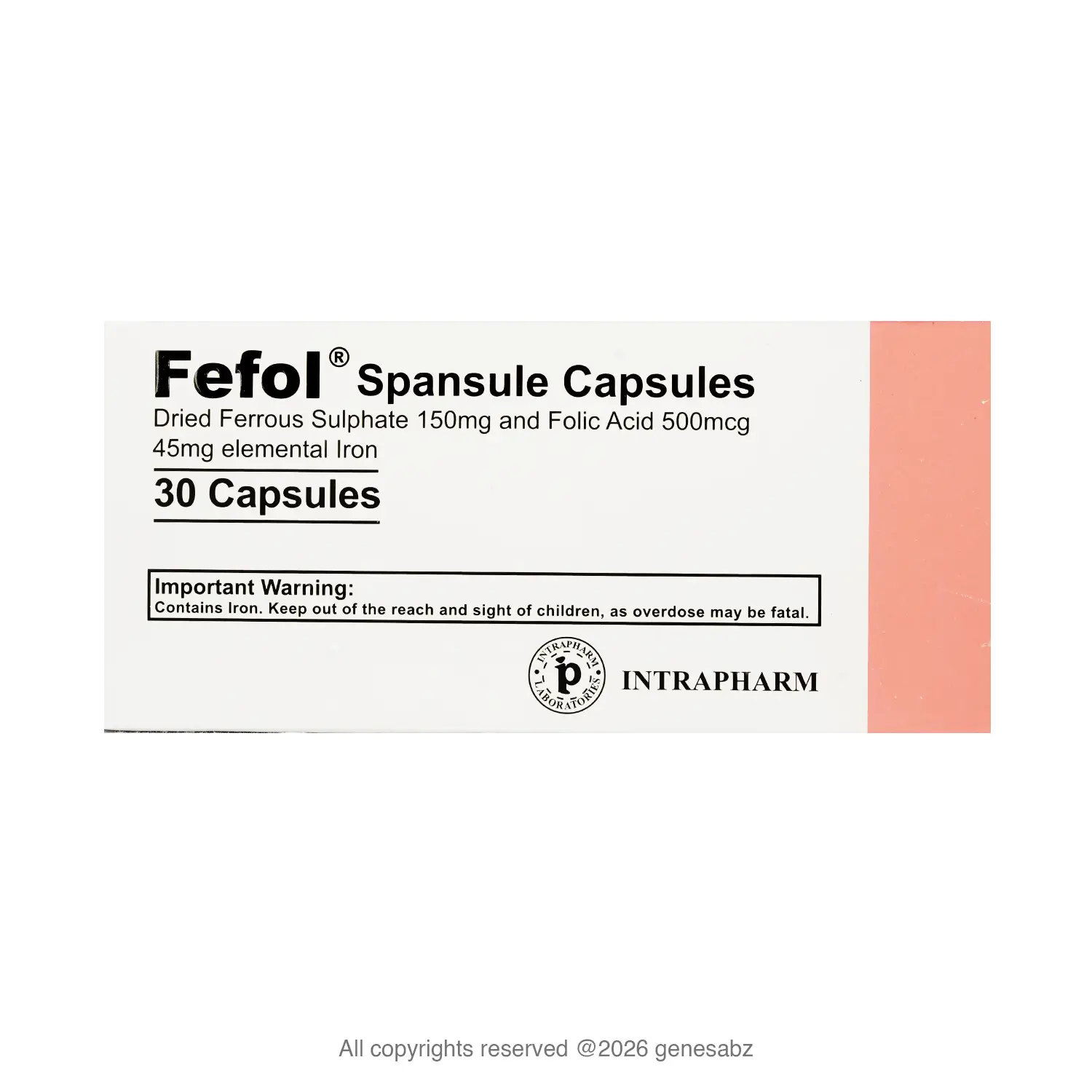 کپسول آهن ففول اینترافارم بسته 30 عددی 1