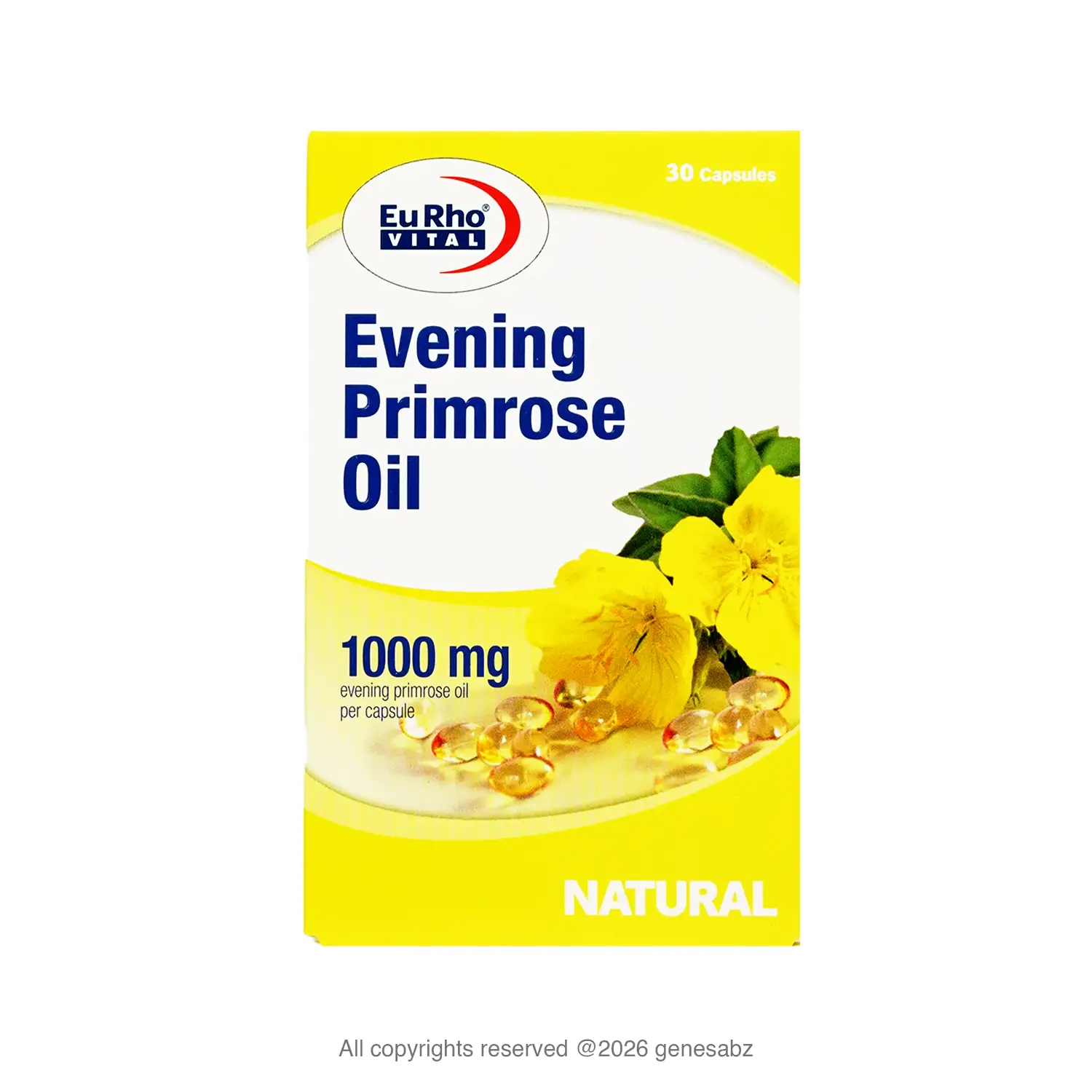 کپسول ایوینینگ پرایم رز اویل 1000 میلی گرم یوروویتال بسته 30 عددی 0