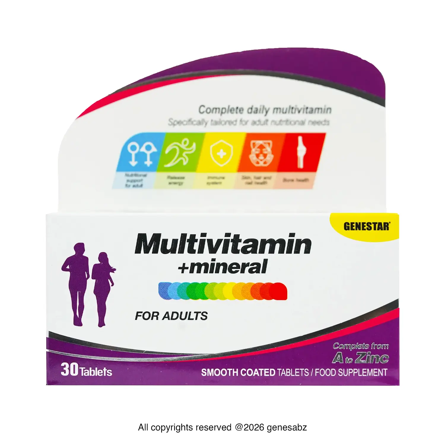 قرص مولتی ویتامین مینرال ژن استار بسته 30 عددی