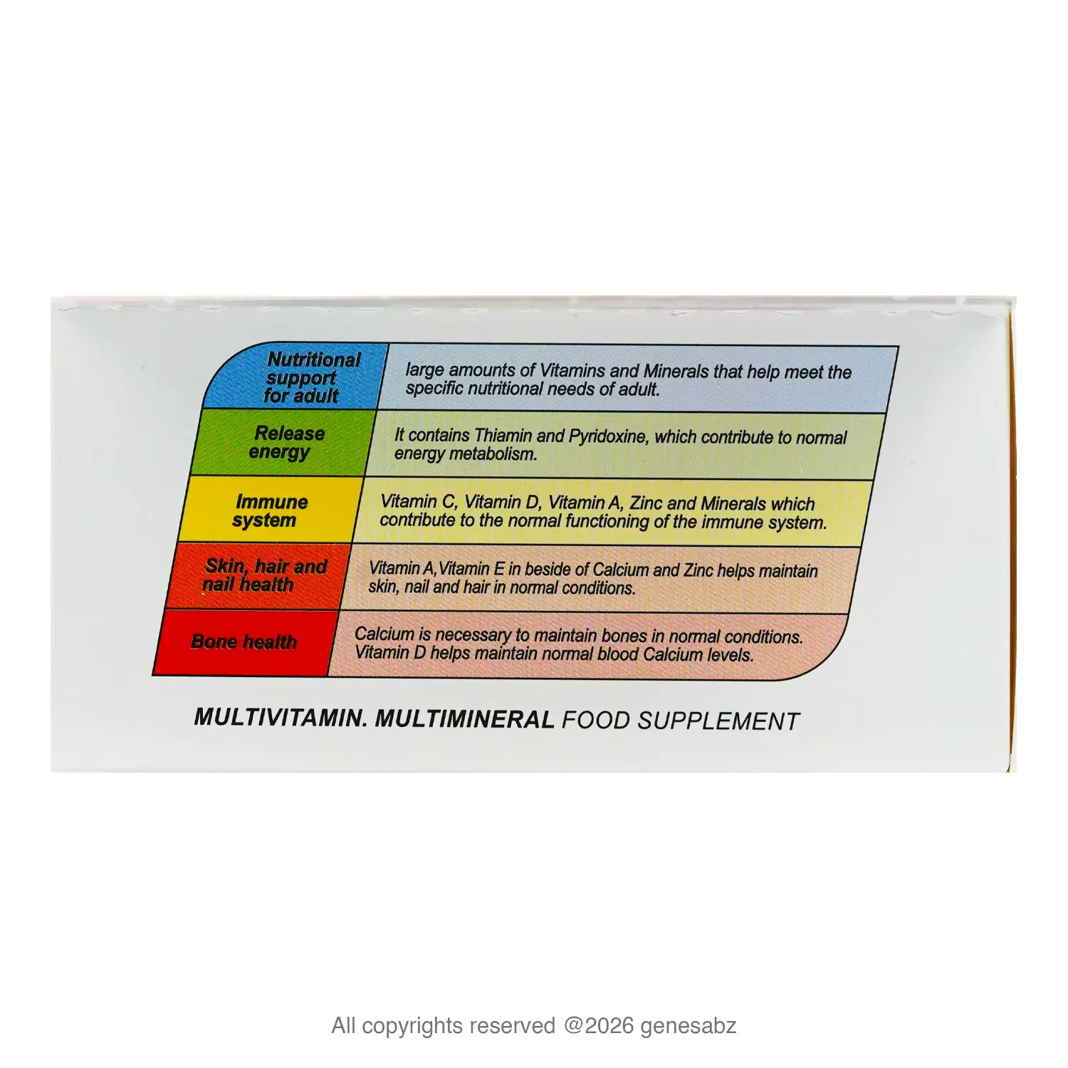 قرص مولتی ویتامین مینرال ژن استار بسته 30 عددی 3