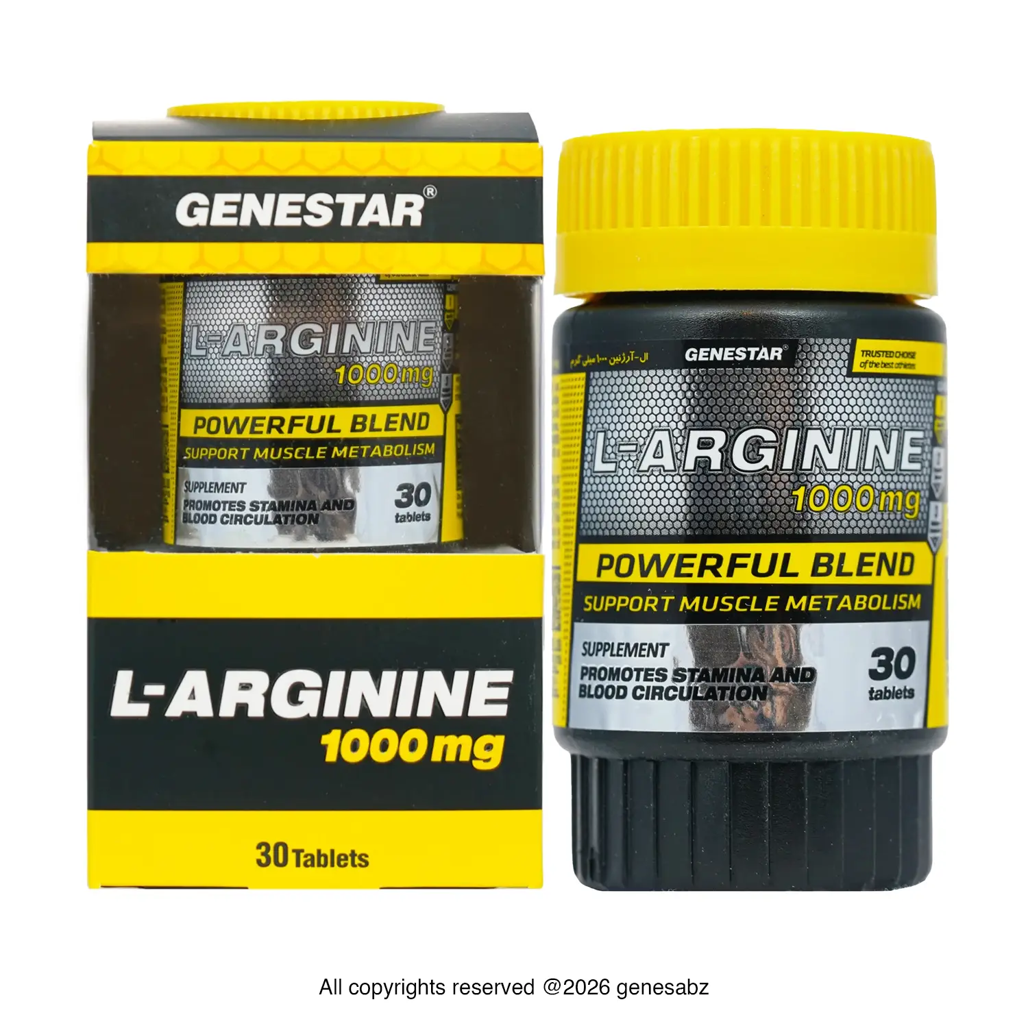 قرص ال آرژنین 1000 میلی گرم ژن استار بسته 30 عددی