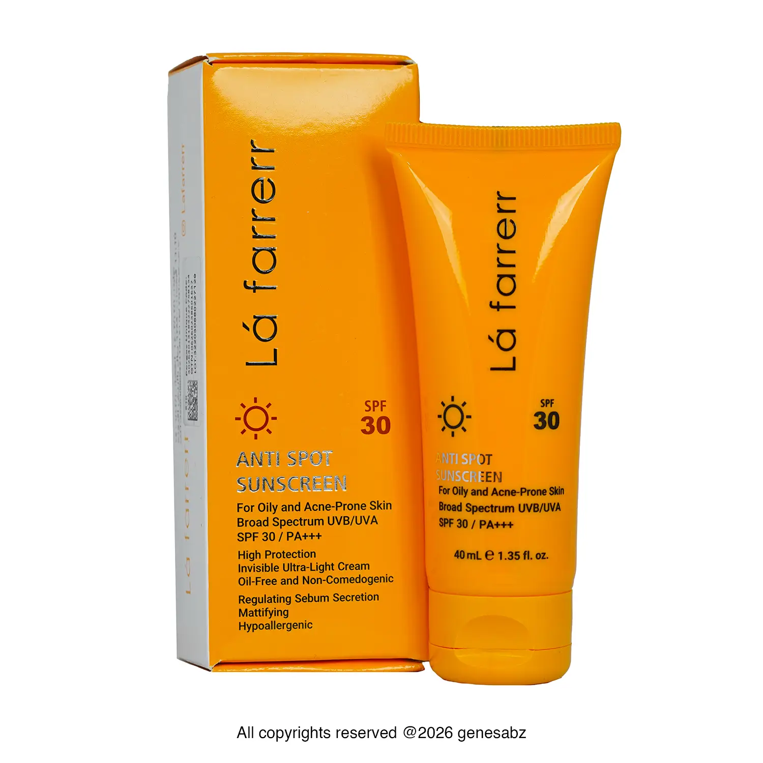 کرم ضد آفتاب و ضد لک بی رنگ لافارر مدل SPF30 مناسب پوست خشک