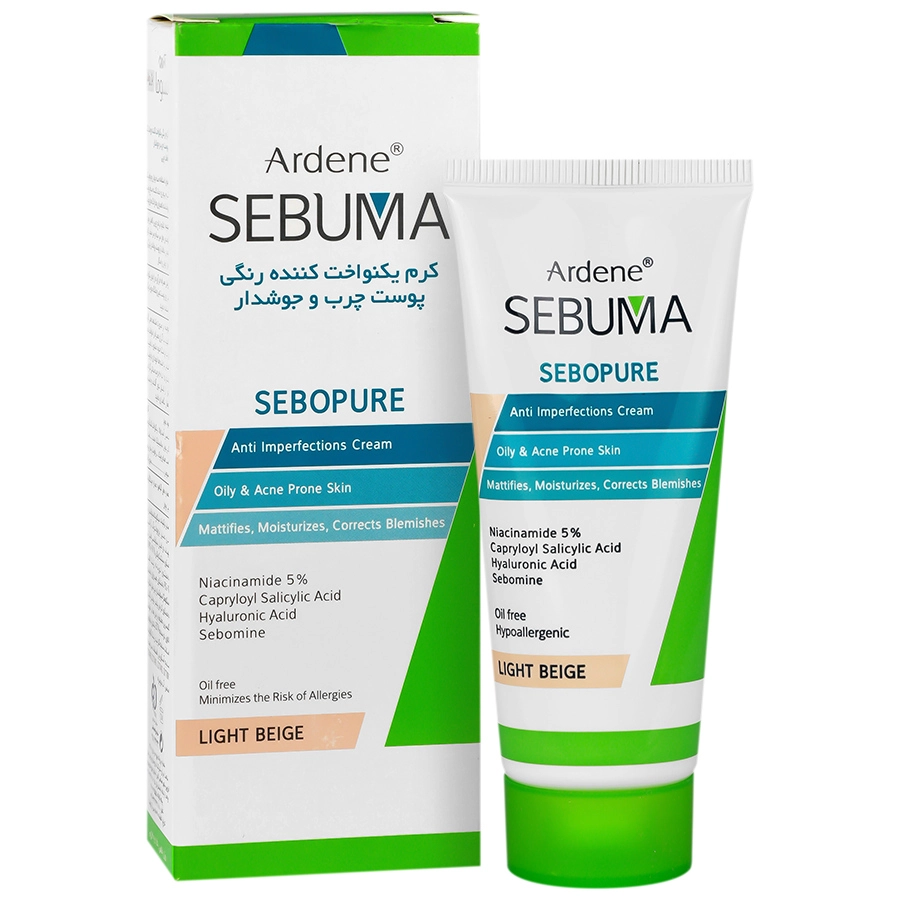 کرم یکنوخت کننده رنگی آردن سبوما مناسب پوست چرب و آکنه دار وزن 30 گرم