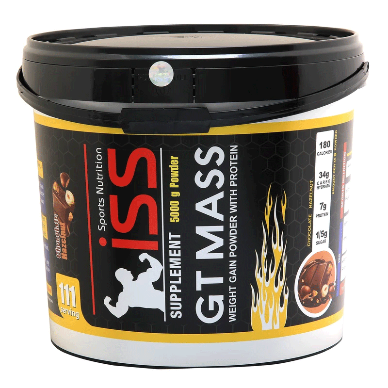 پودر جی تی مس آی اس اس با طعم شکلات فندق وزن 5000 گرم + پودر سوپر کراتین کارن وزن 300 گرم + هدیه: قرص مکس بی سی ای ای مکس ماسل بسته 120 عددی 0