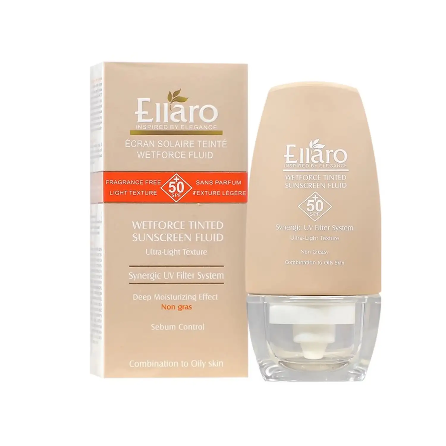 فلوئید ضد آفتاب رنگی الارو مدل وت فورس SPF50 مناسب پوست مختلط تا چرب حجم 50 میلی لیتر