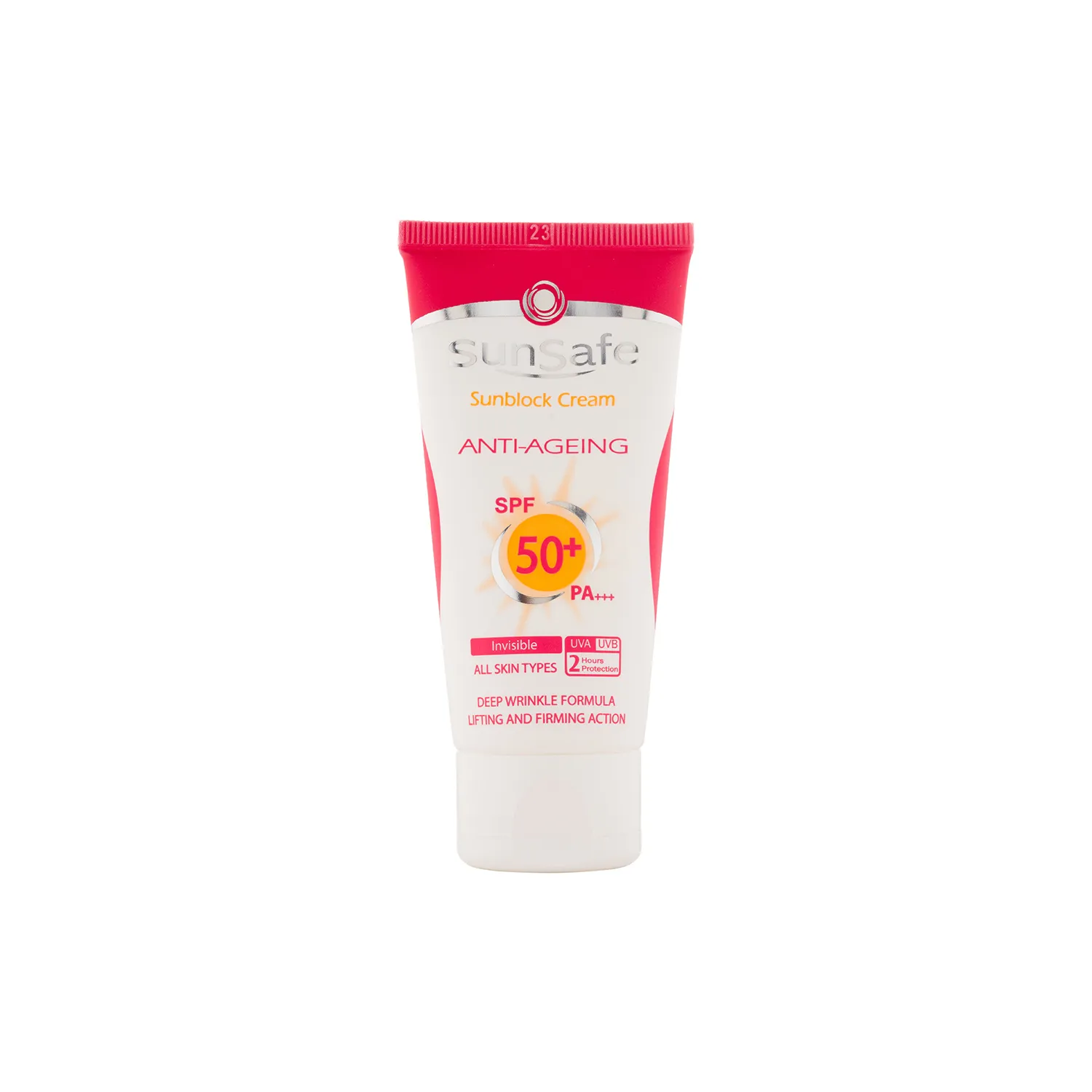 کرم ضد آفتاب و ضد چروک بی رنگ سان سیف با SPF50 مناسب انواع پوست حجم 50 میلی لیتر 0