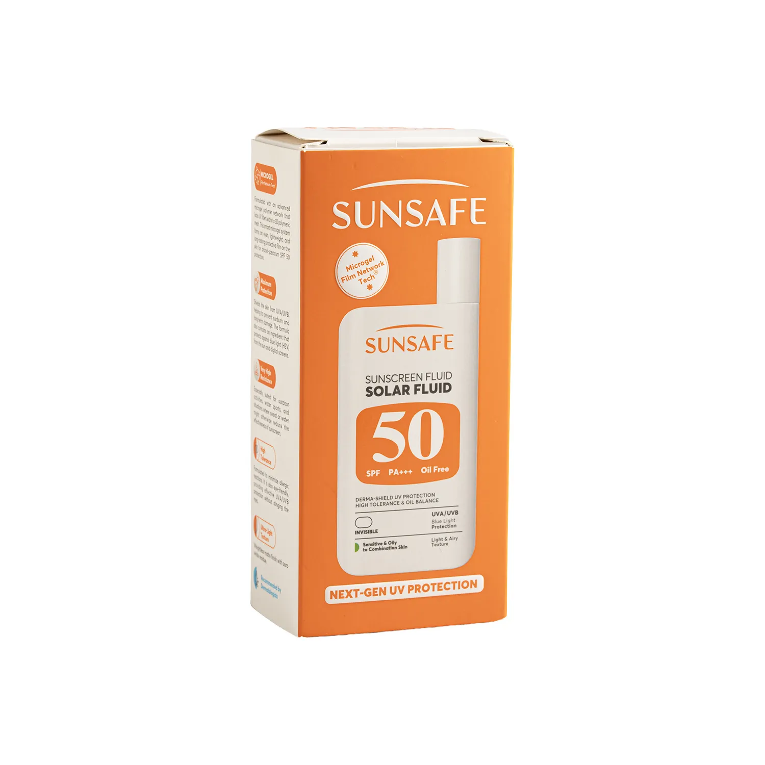 ضد آفتاب فلوئید سان سیف مدل Solar Fluid مناسب پوست های حساس، چرب و مستعد به آکنه با spf50 بدون رنگ 55گرمی 0