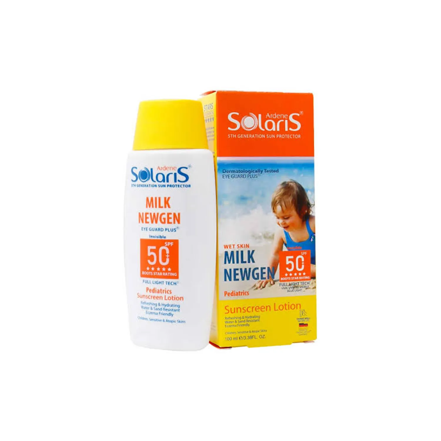 لوسیون ضد آفتاب کودک سولاریس آردن SPF50 مدل میلک نیوژن  100 میلی لیتر