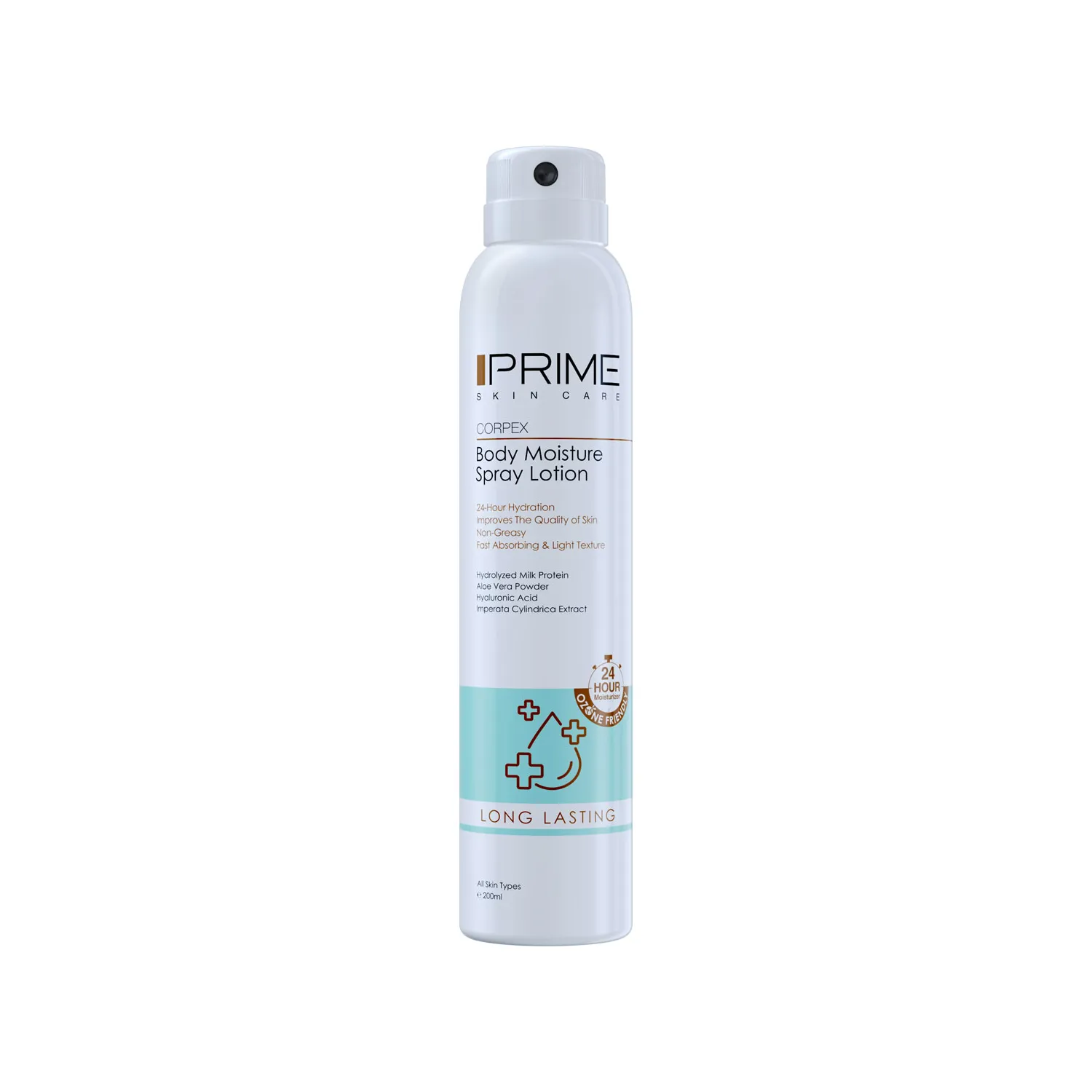 اسپری لوسیون بدن آبرسان پرایم مدل Long Lasting حجم 200 میلی لیتر