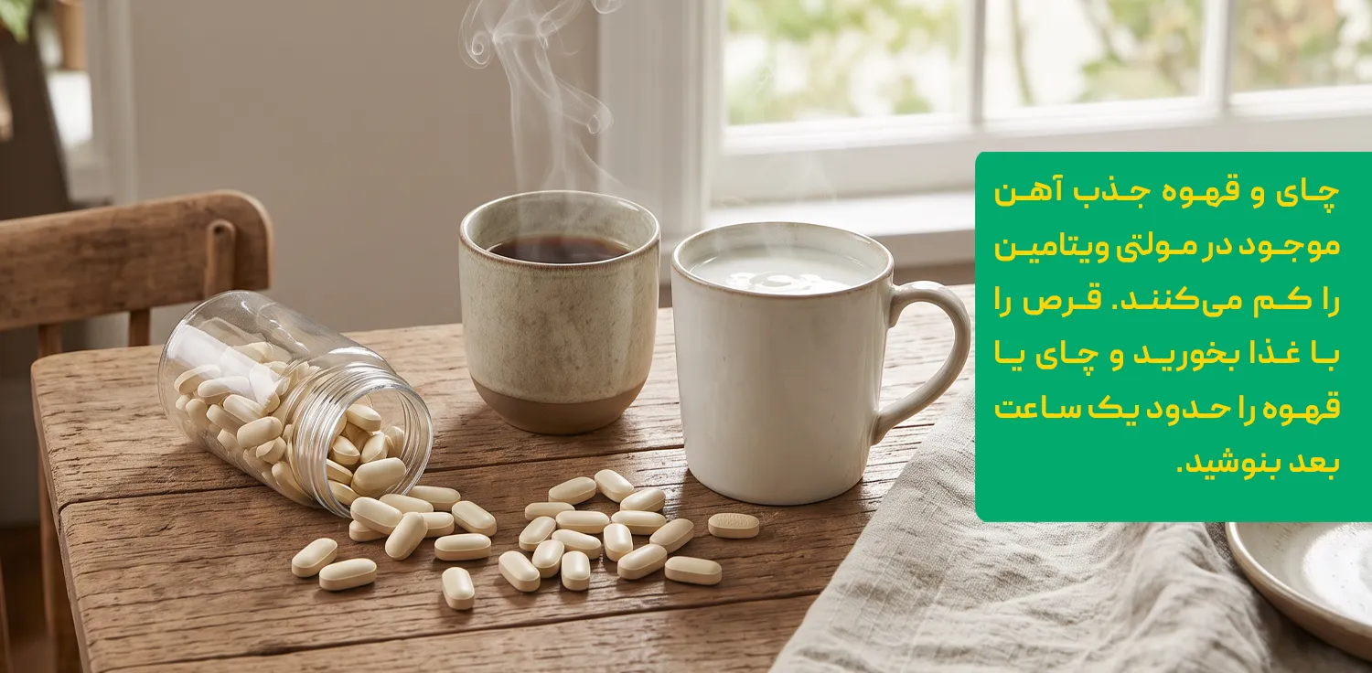 تداخل چای، قهوه و کلسیم با جذب مولتی ویتامین